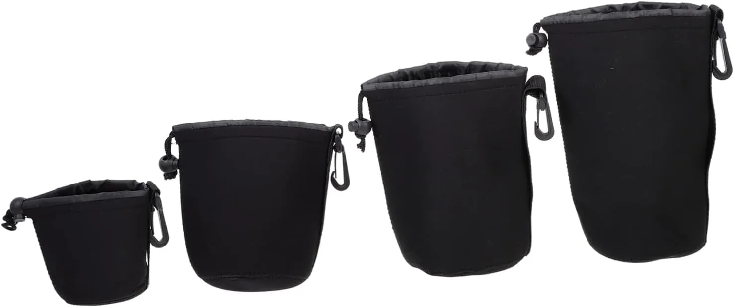 4pcs Camera Lens Pouch Flexible Neoprene Lens Protector for Cameras Durable and Elastic Storage Bag for Photography Accessories