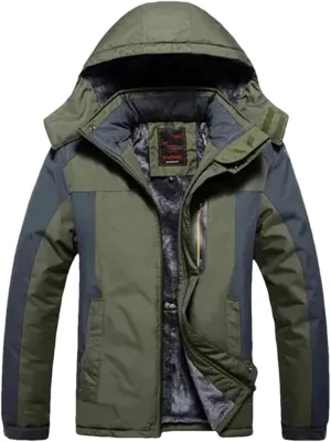 Adhdyuud Men Wool Liner Thicken Jacket Outwear Winter Cotton-Padded Windbreaker Parka Coat