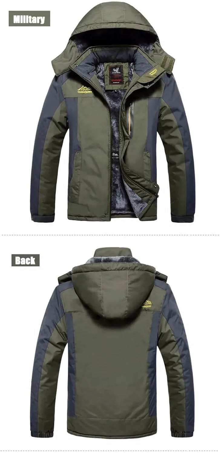 Adhdyuud Men Wool Liner Thicken Jacket Outwear Winter Cotton-Padded Windbreaker Parka Coat