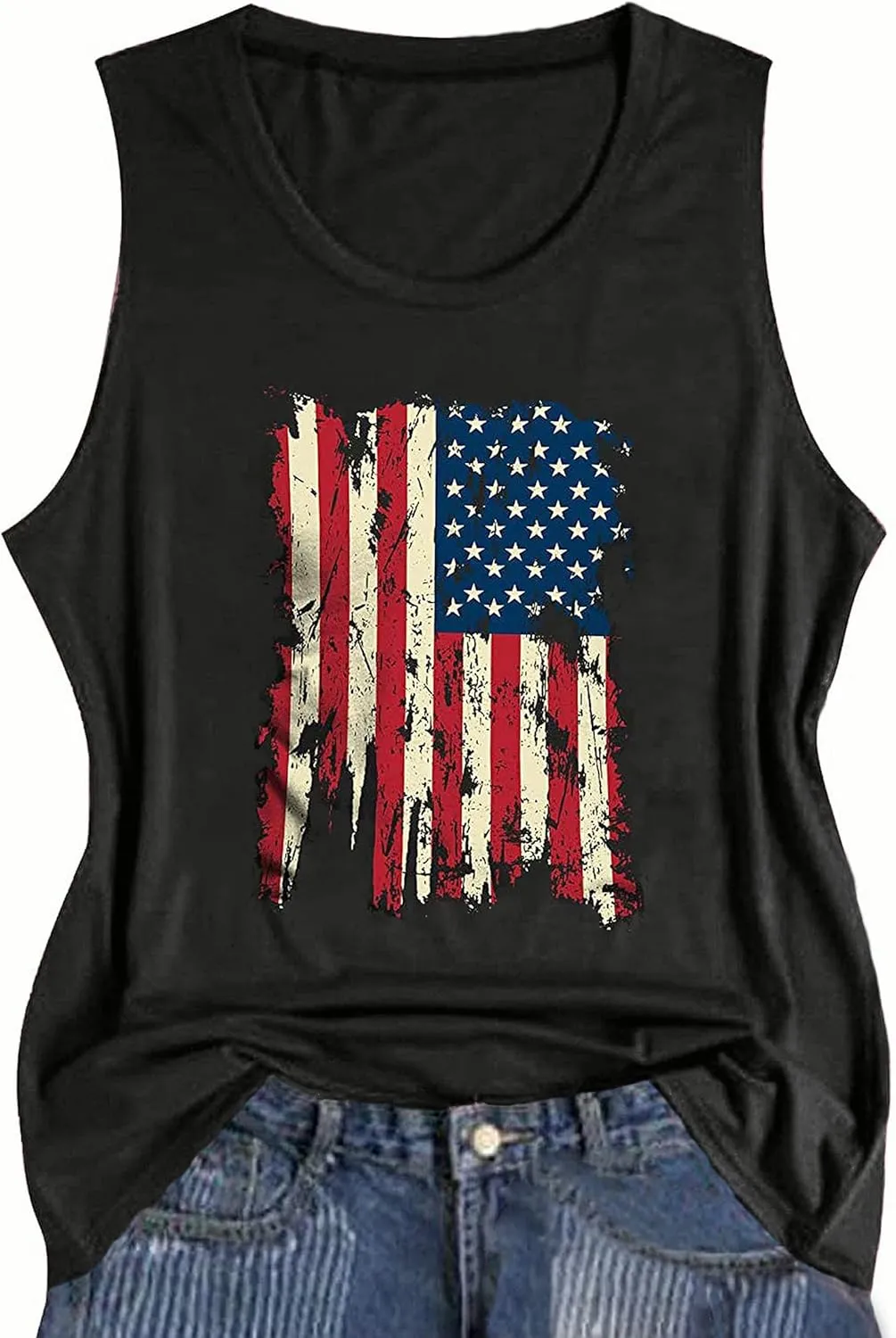 American Flag Tank Top for Women 4th of July Shirts Stars Striped Sleeveless Tops Patriotic USA Flag Vest Tees