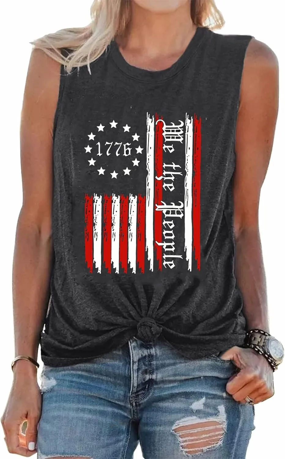 American Flag Tank Top for Women 4th of July Shirts Stars Striped Sleeveless Tops Patriotic USA Flag Vest Tees