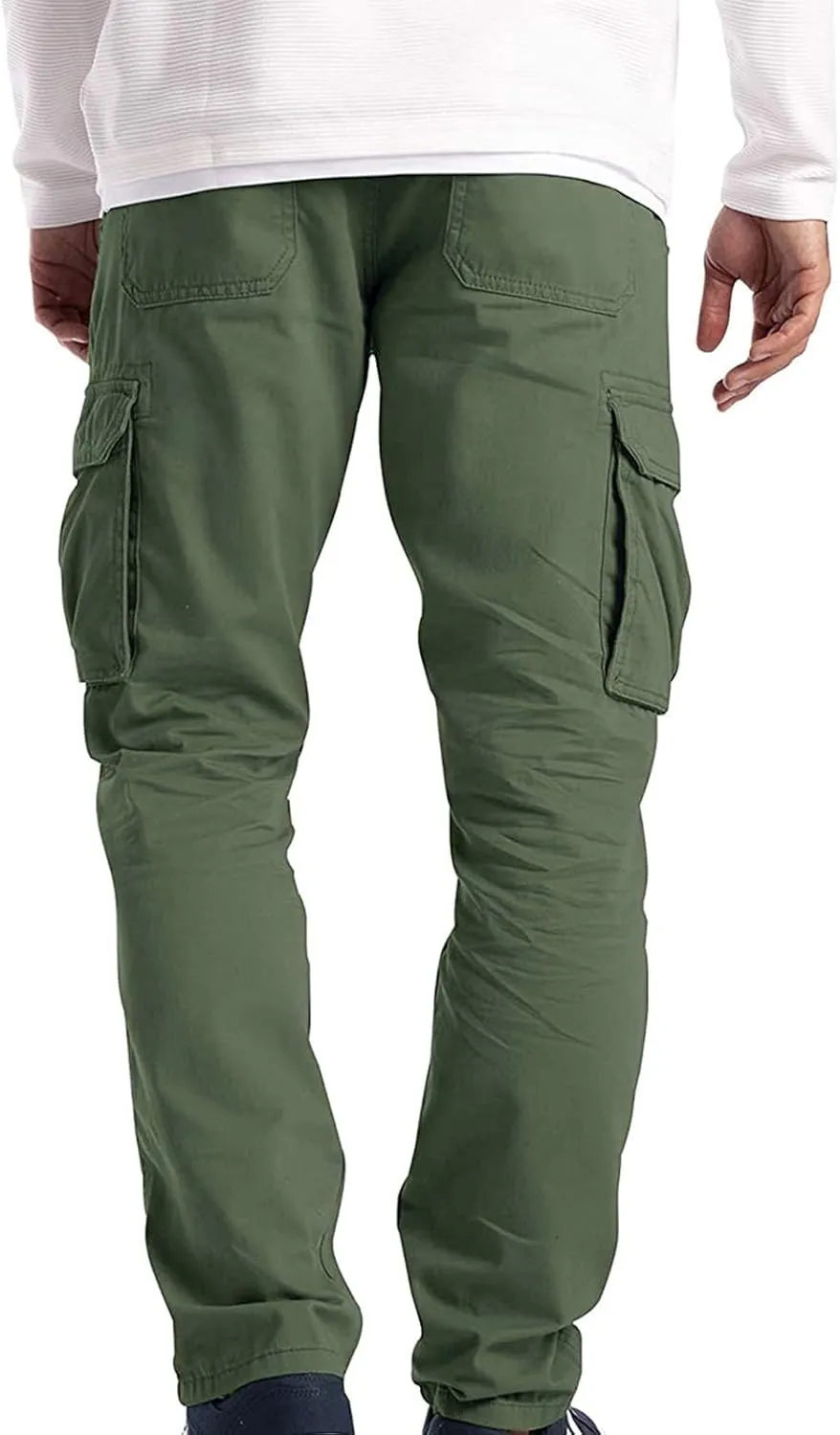 Athletic Pants for Men Color Leggings Casual Men's Trousers Pants Tooling Solid Multi-Pocket Tapered Athletic