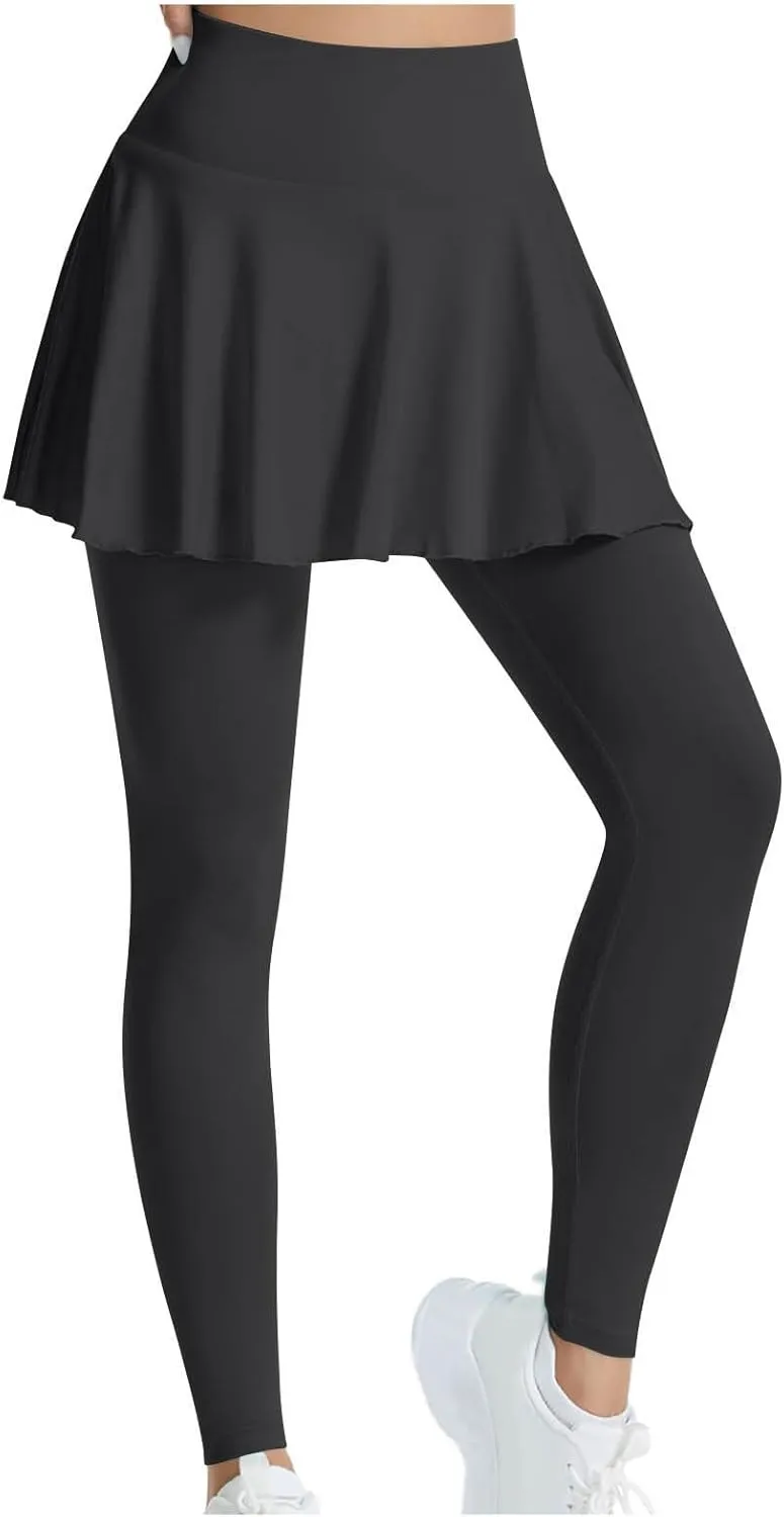 Athletic Skirt with Leggings Fashion Active Skort Ruffle Pleated Golf Skapri with Skirt Tennies Skirts