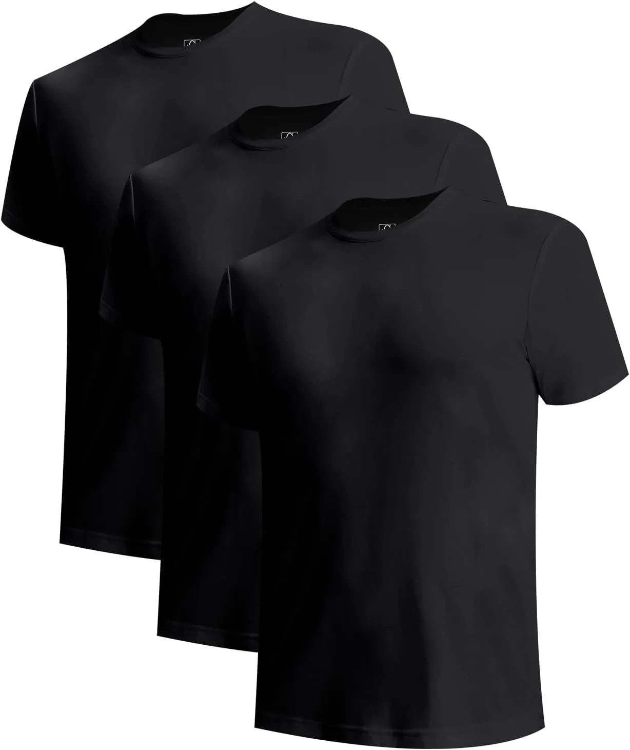 BAMBOO COOL Mens Undershirts Slim Fit V-Neck/Crewneck, Moisture-Wicking T-Shirts Soft Stretch White Tees for Men, 3 Pack