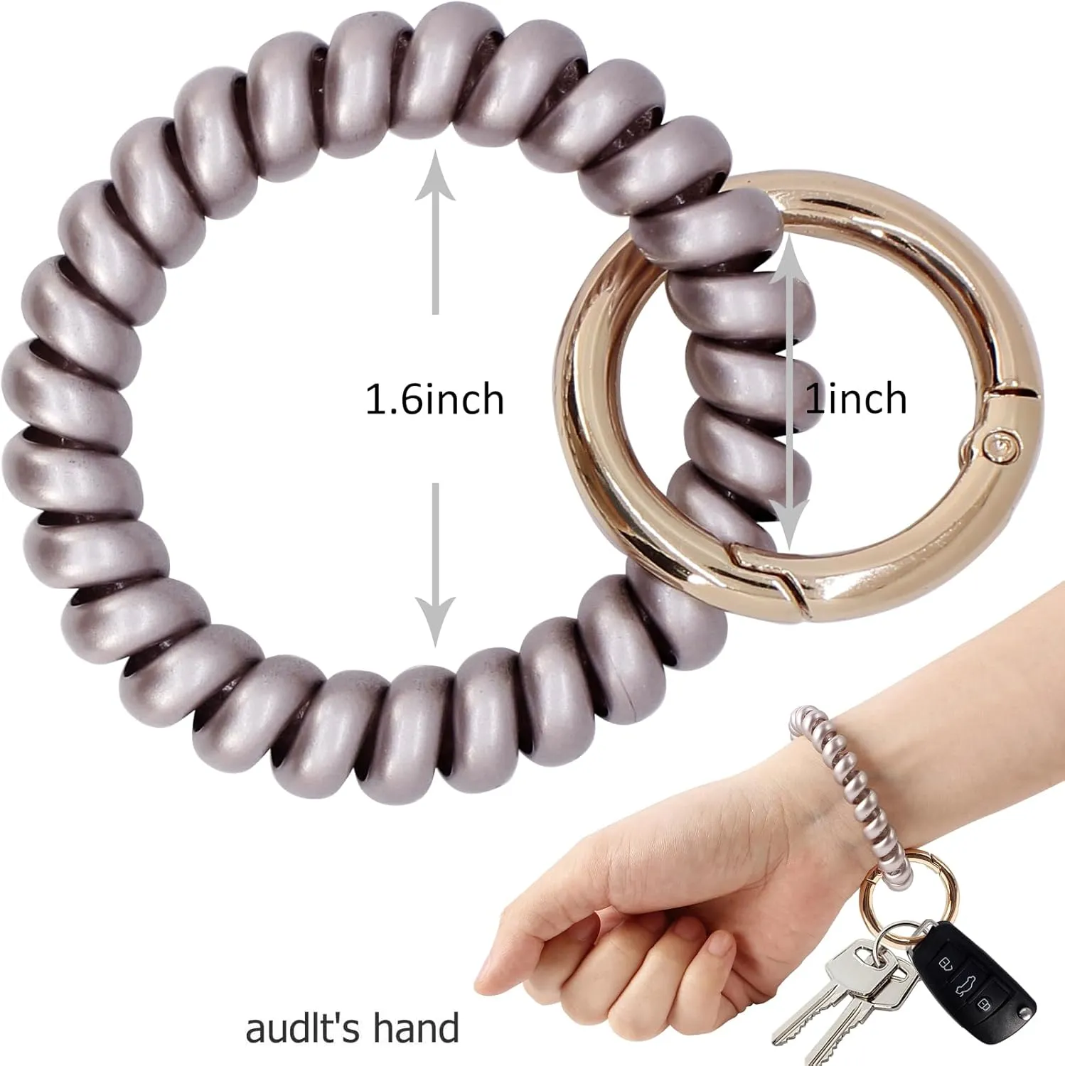 BIHRTC Wrist Key Chain Spring Flexible Spiral Wrist Coil Sauna Keychain
