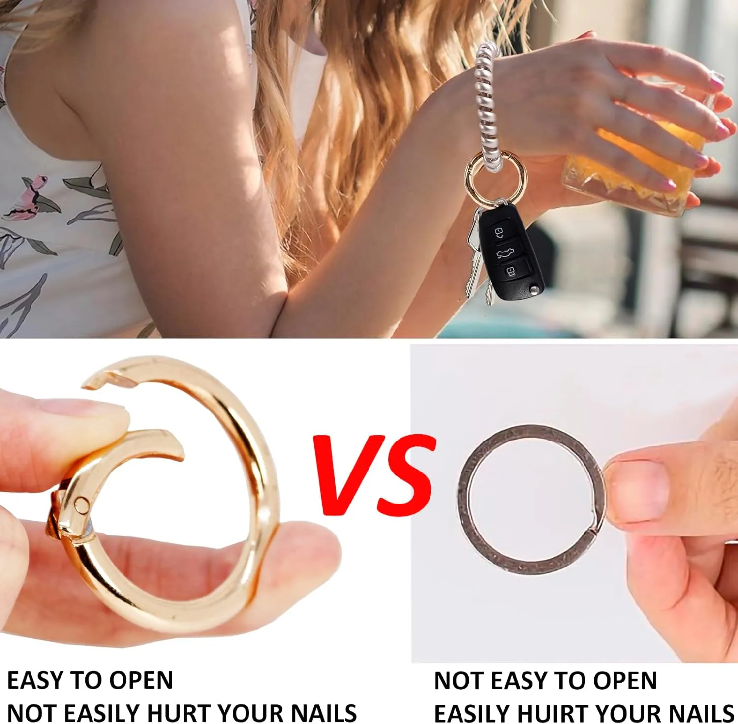 BIHRTC Wrist Key Chain Spring Flexible Spiral Wrist Coil Sauna Keychain