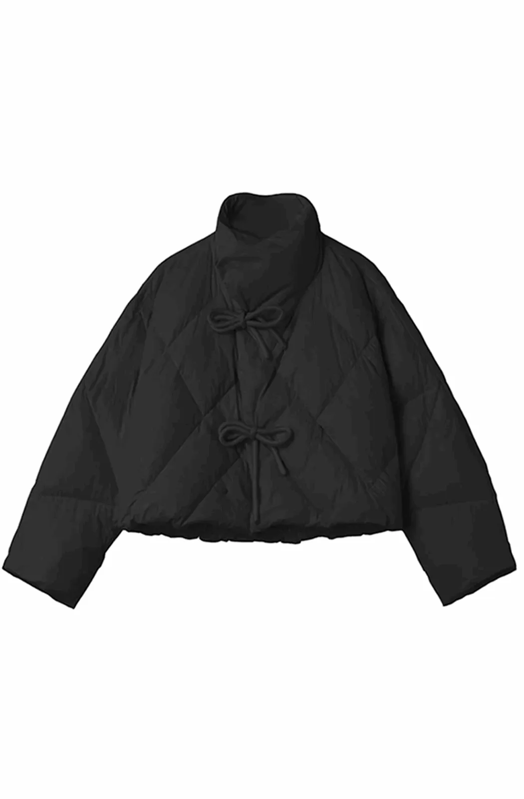 Bow knot quilted puff coat