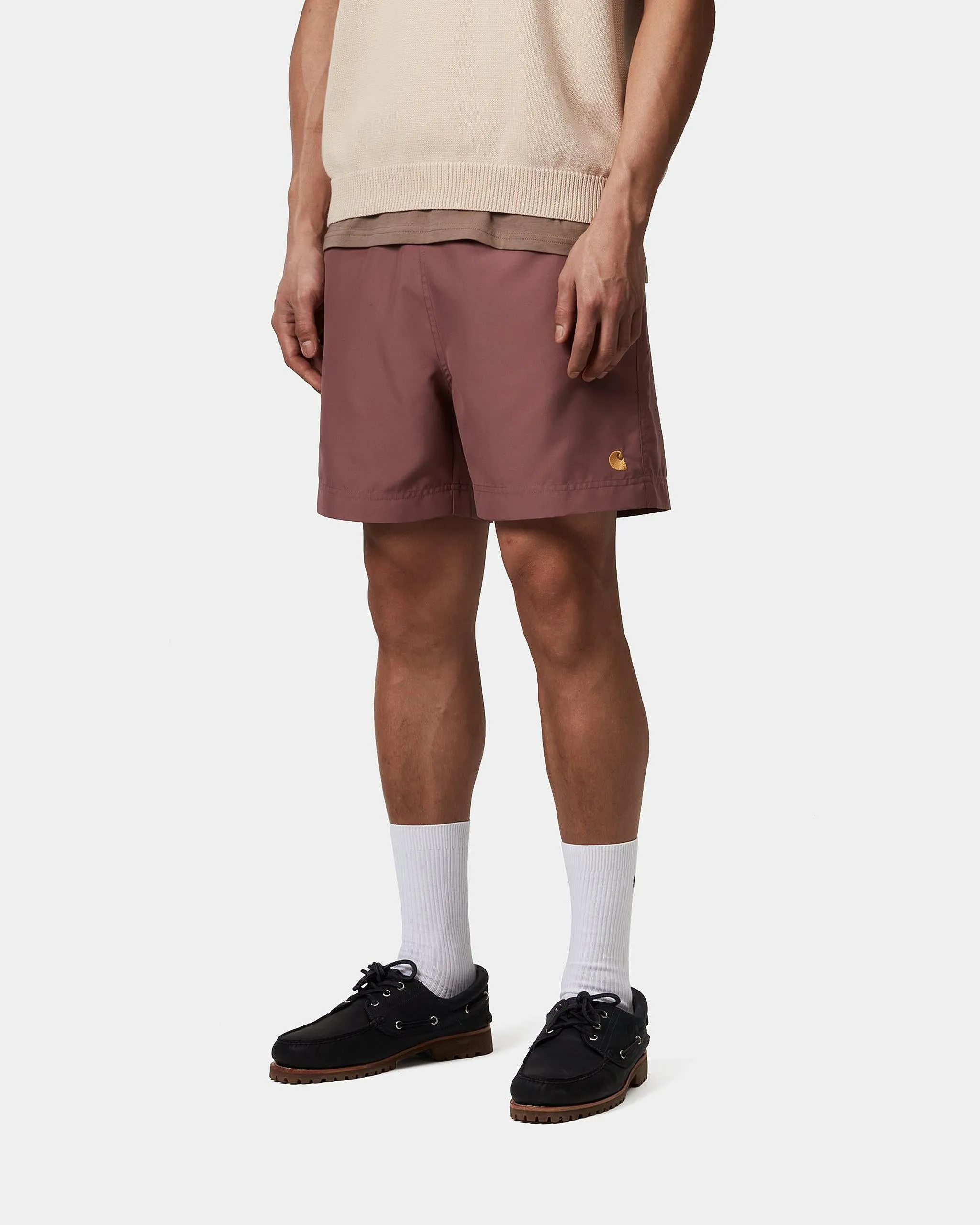 Carhartt WIP Chase Swim Trunks - Dusky Pink / Gold