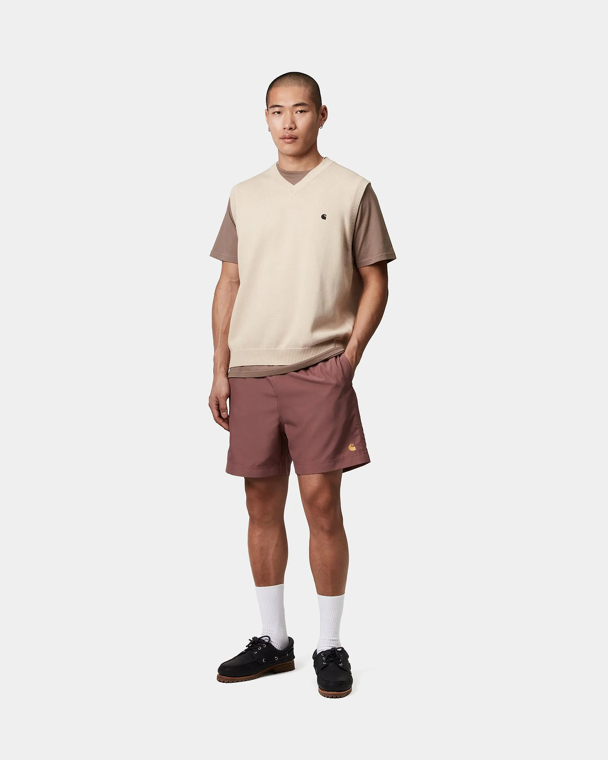 Carhartt WIP Chase Swim Trunks - Dusky Pink / Gold