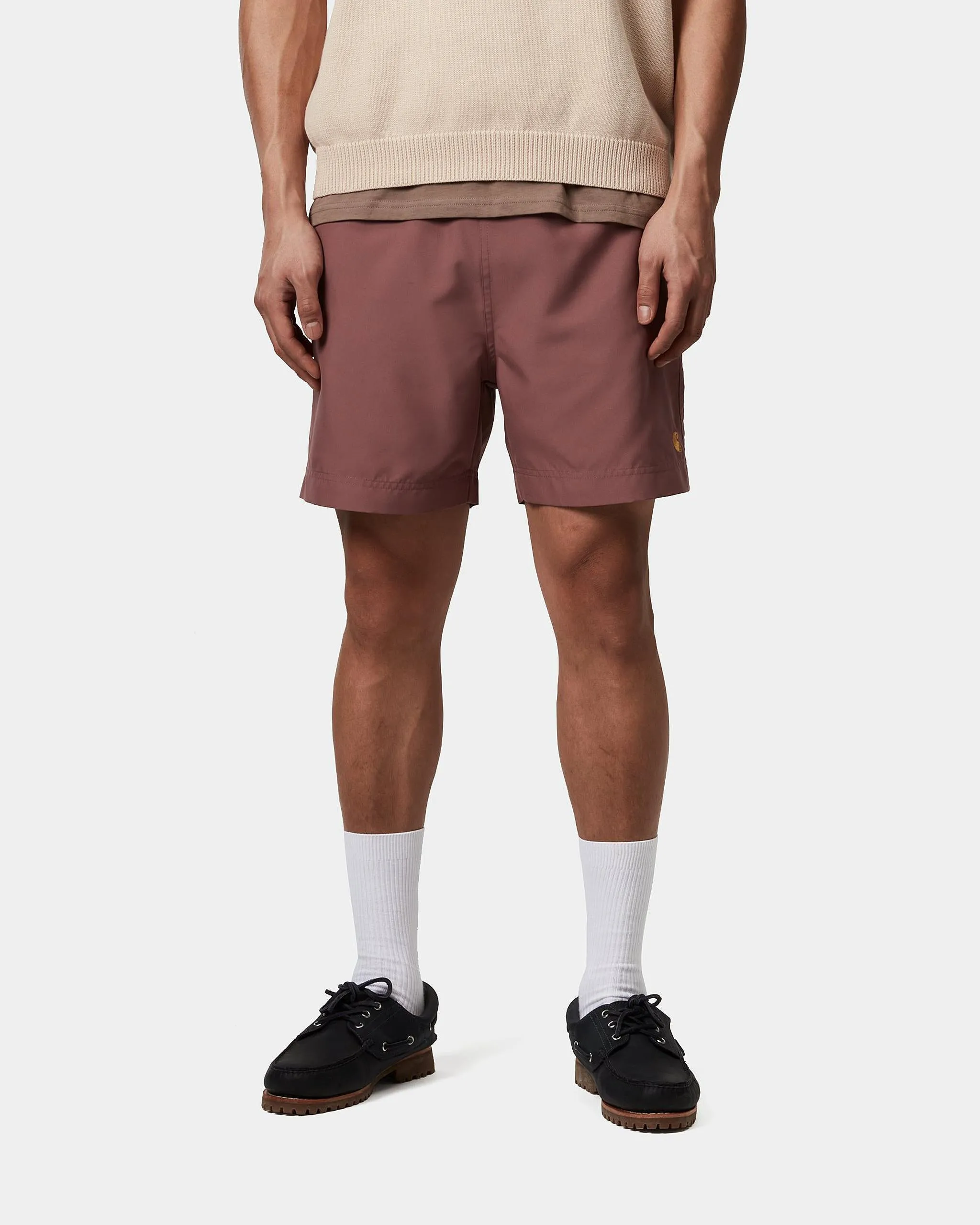Carhartt WIP Chase Swim Trunks - Dusky Pink / Gold