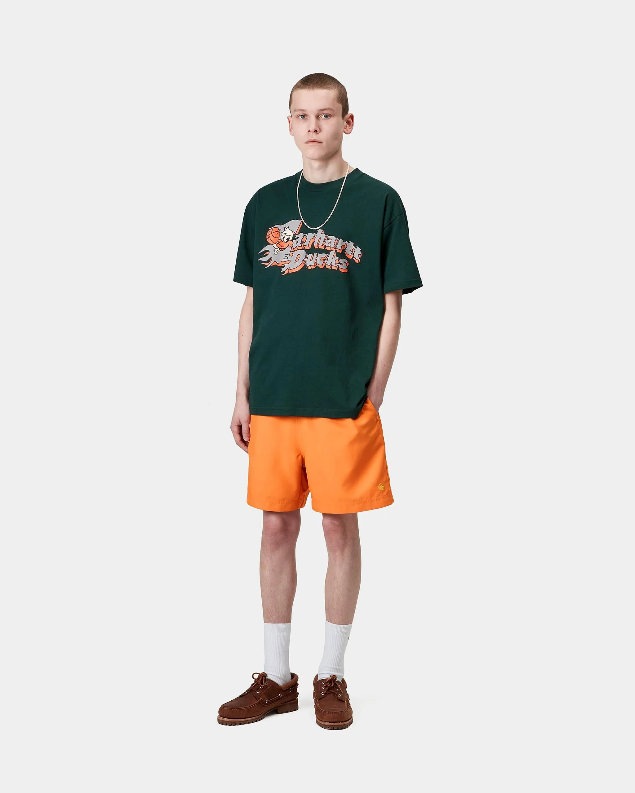 Carhartt WIP Chase Swim Trunks - Pumpkin / Gold