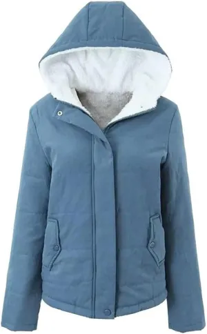 Casual Women Solid Hooded Cotton Jacket Thick Warm Padded Coat Loose Zipper Female Outwear(3X-Large)