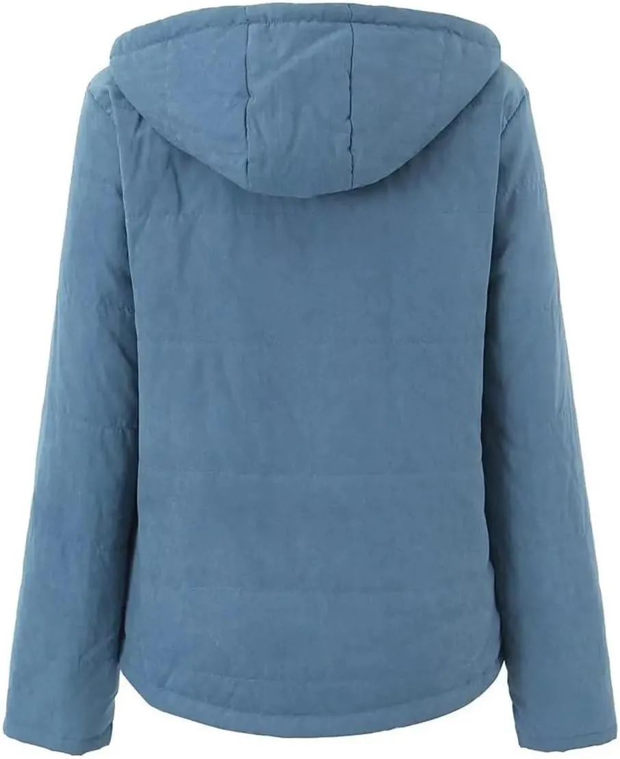 Casual Women Solid Hooded Cotton Jacket Thick Warm Padded Coat Loose Zipper Female Outwear(3X-Large)