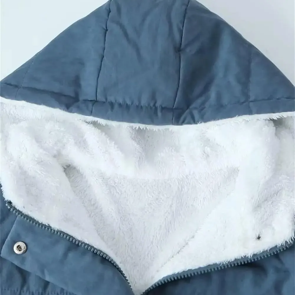 Casual Women Solid Hooded Cotton Jacket Thick Warm Padded Coat Loose Zipper Female Outwear(3X-Large)