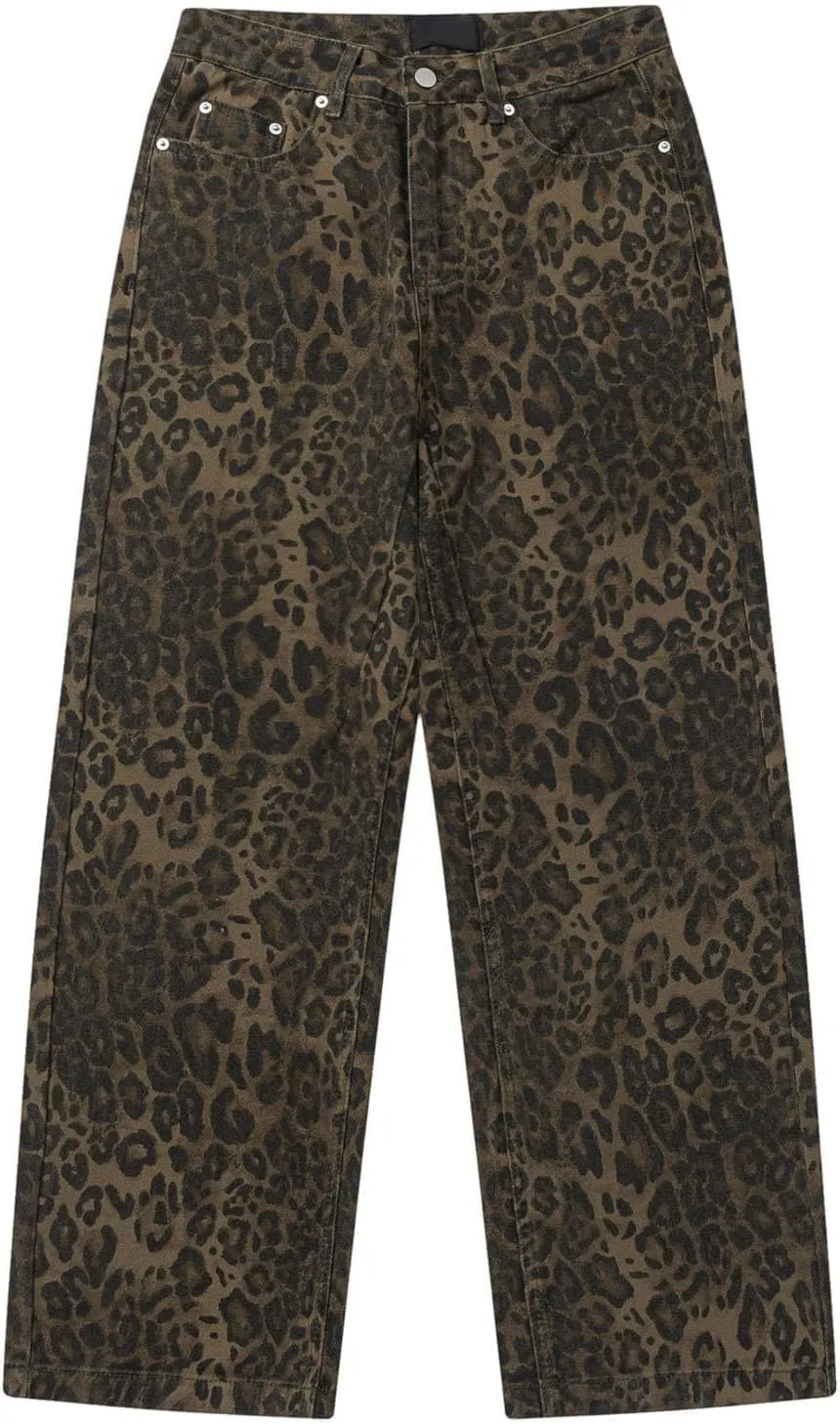 Cheetah Jeans Leopard Print Vintage Baggy Wide Leg High Waisted Oversized Cheetah Print