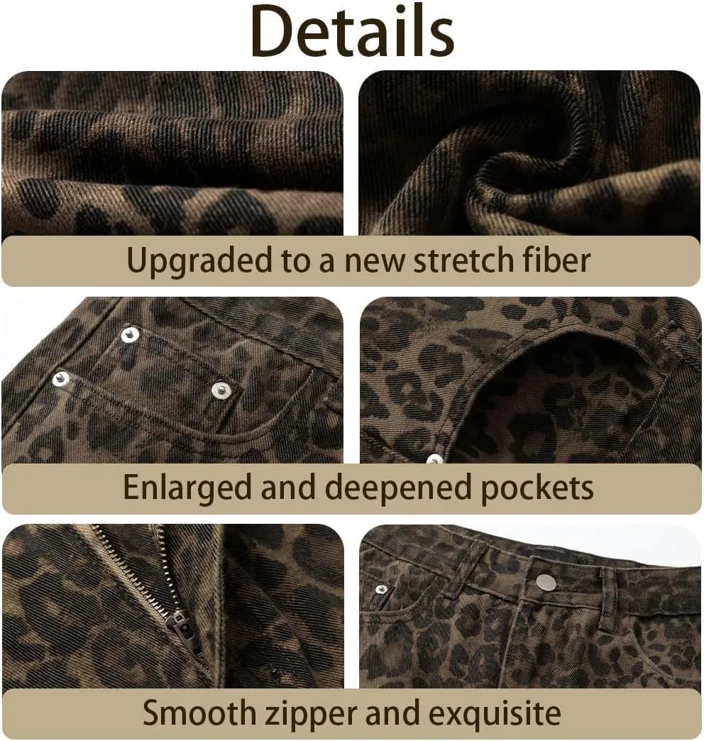 Cheetah Jeans Leopard Print Vintage Baggy Wide Leg High Waisted Oversized Cheetah Print