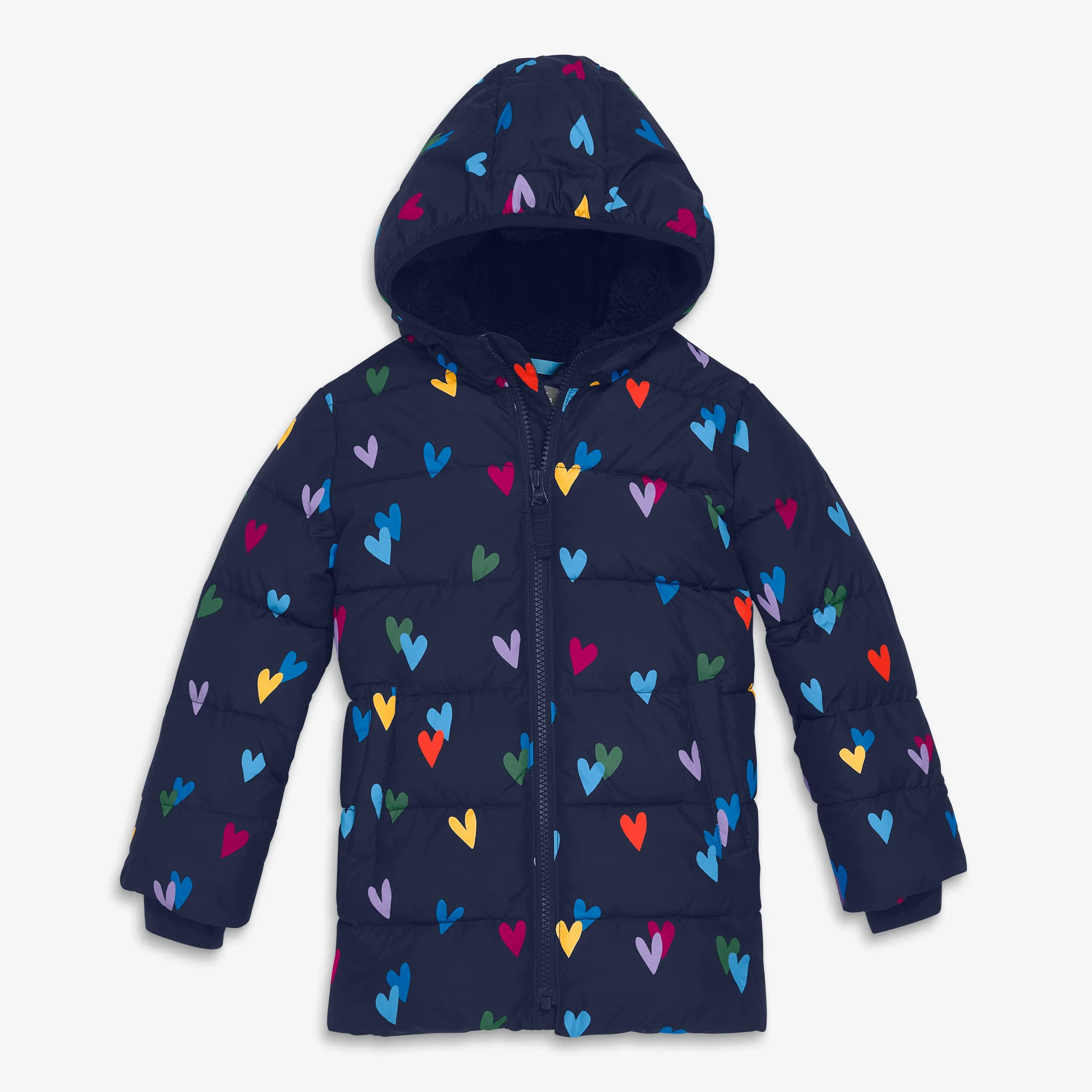 Clearance kids parka puffer coat in confetti hearts