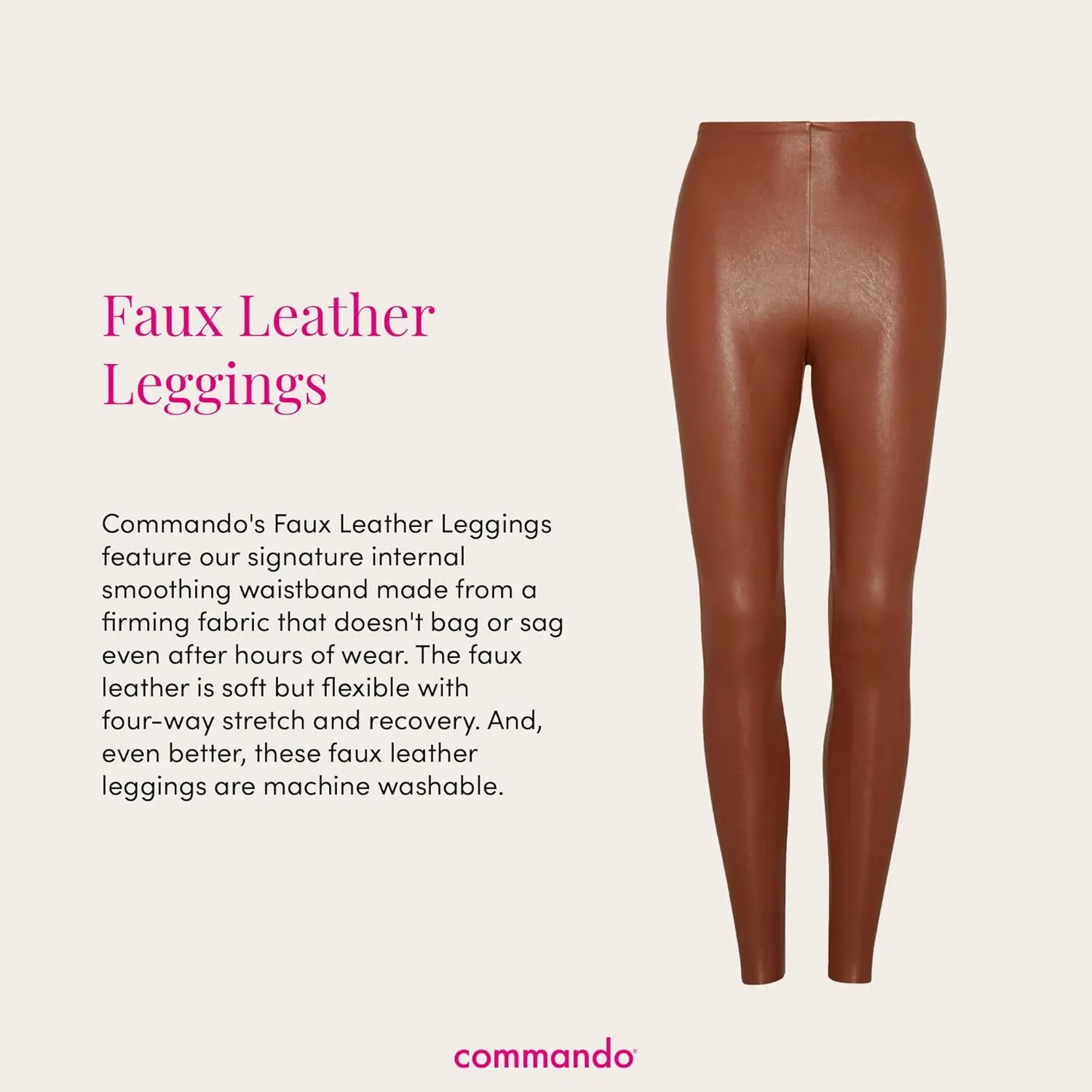 commando - Faux Leather Leggings | Sculpting Yet Soft & Flexible | Raw-Cut Finish | Machine Washable, Retains Shape & Color