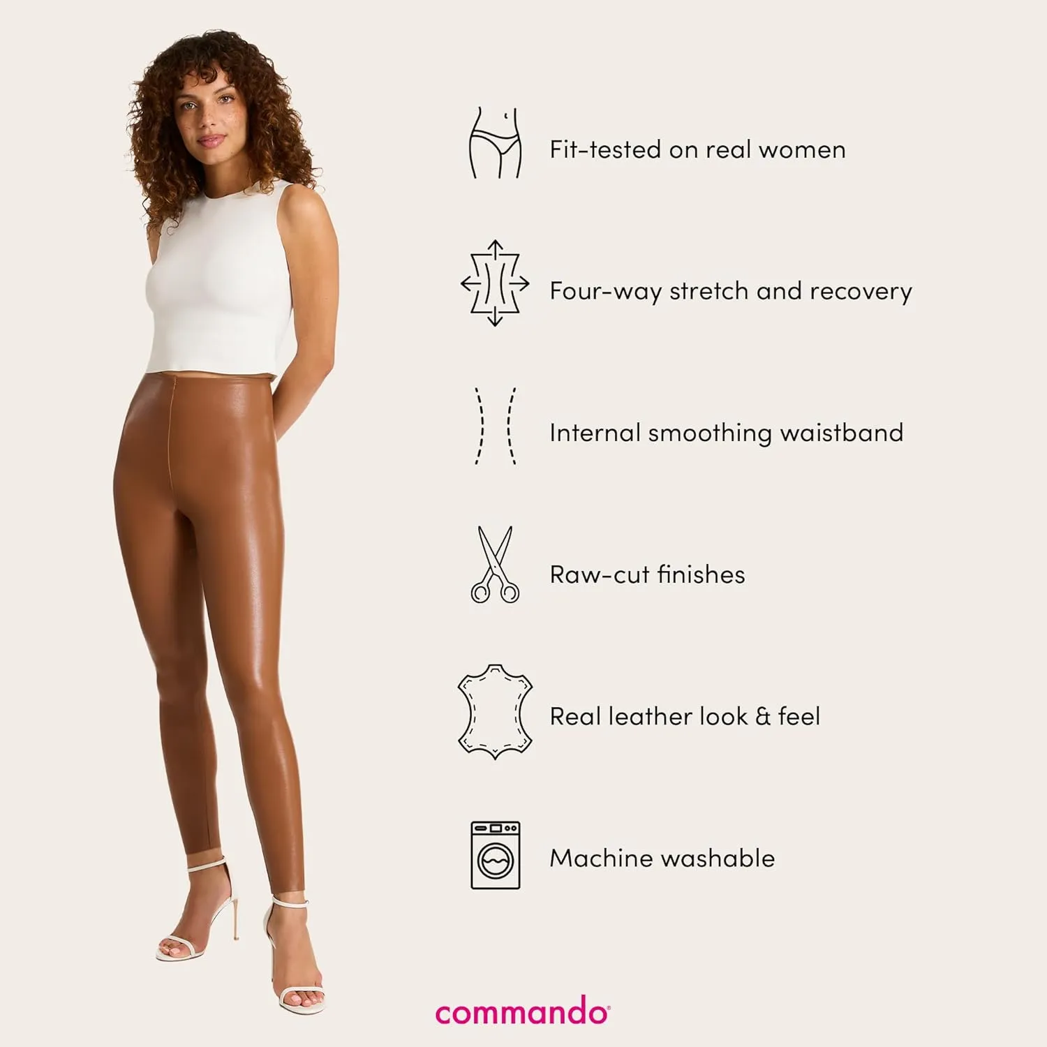 commando - Faux Leather Leggings | Sculpting Yet Soft & Flexible | Raw-Cut Finish | Machine Washable, Retains Shape & Color