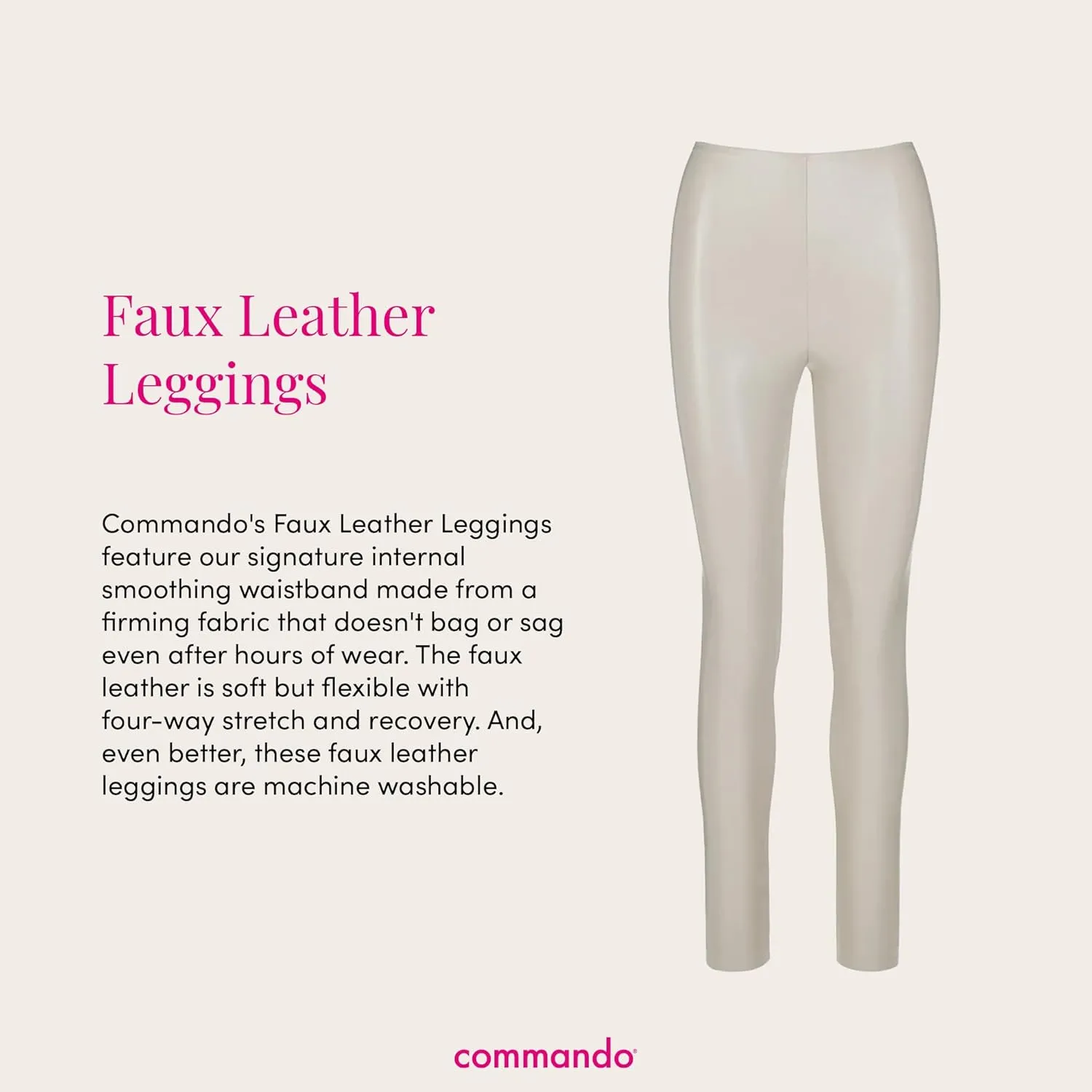 commando - Faux Leather Leggings | Sculpting Yet Soft & Flexible | Raw-Cut Finish | Machine Washable, Retains Shape & Color