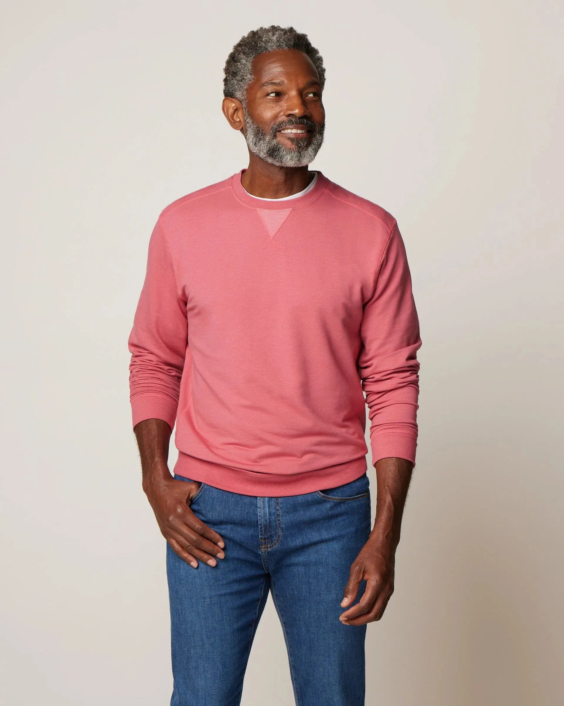 Corbet French Terry Crewneck Sweatshirt in Raspberry by Johnnie-O