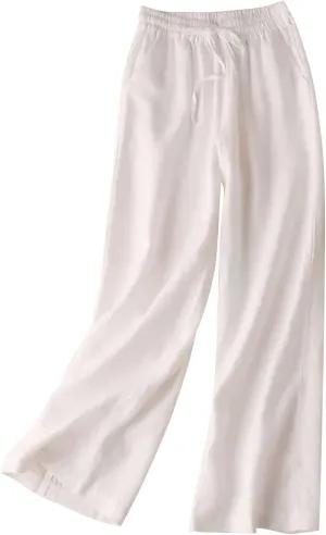 CRNTCEM Loose Fit Beach Pants for Women Stretch Pull On Wide Leg Trousers Lounge Sports Yoga Pants Straight Leg Work Trouser