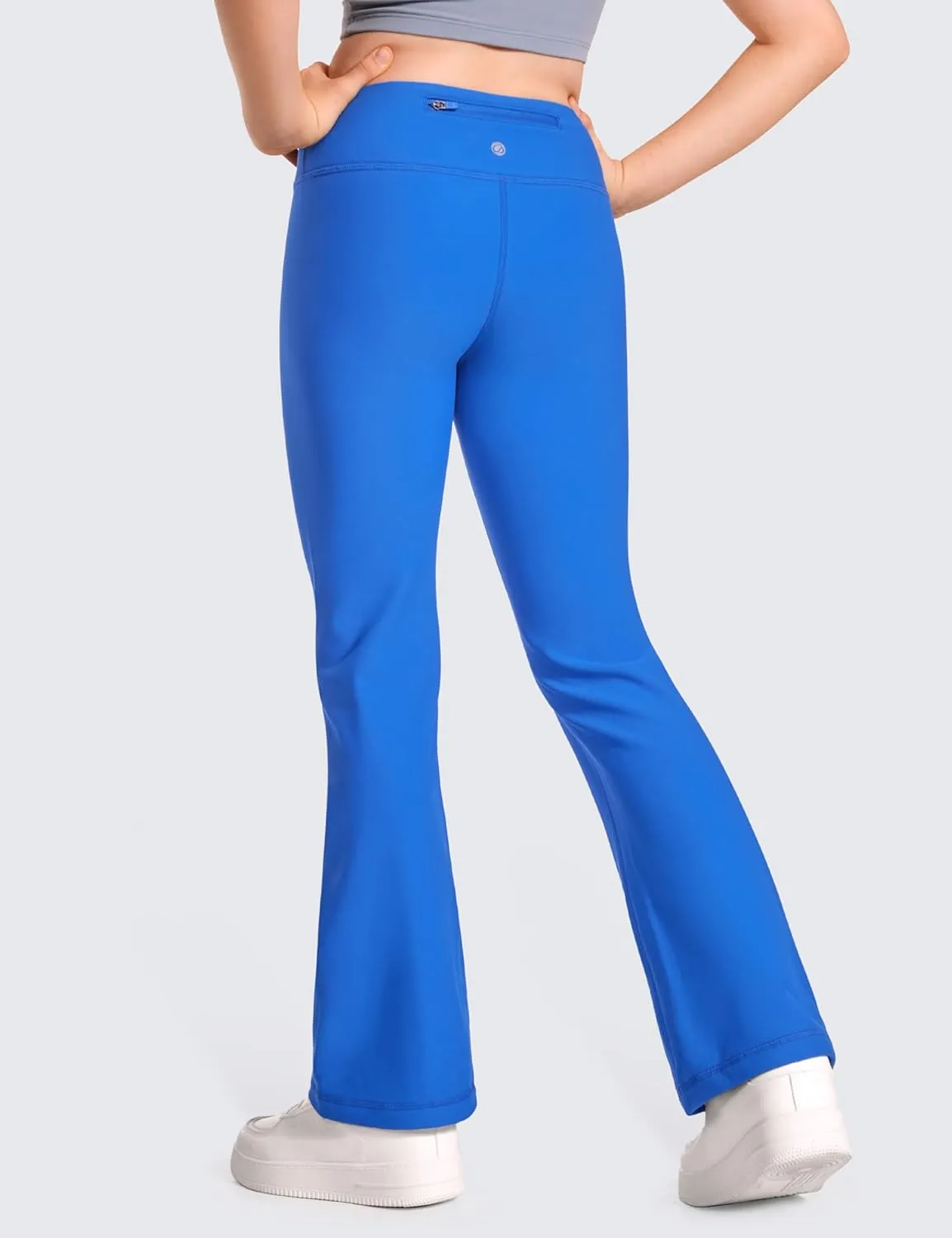 CRZ YOGA Girls Thermal Fleece Lined Flare Leggings Winter Warm Water Resistant Kids Bell Bottoms High Waist Pants Lounge Yoga