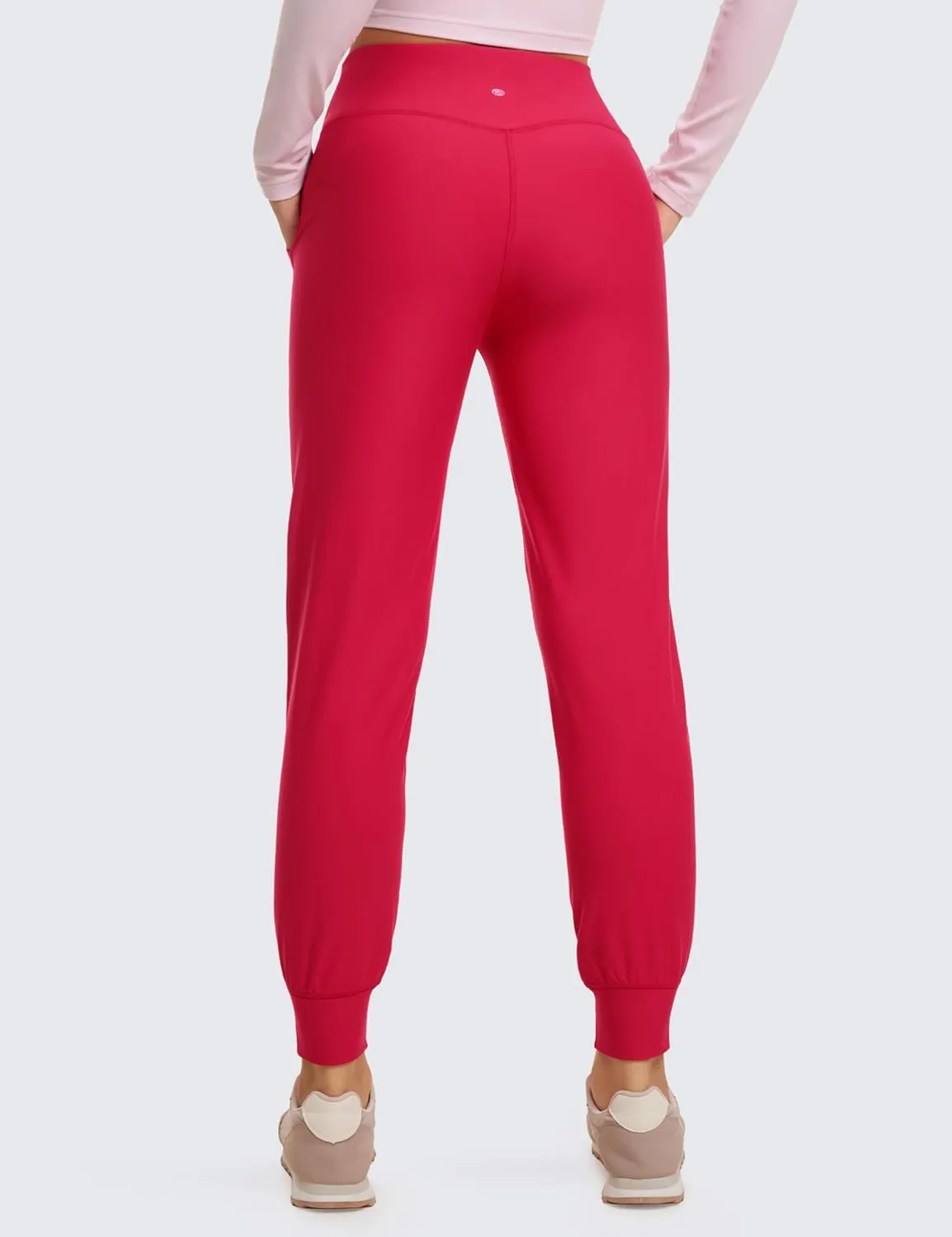 CRZ YOGA Womens Fleece Lined Workout Joggers with Pockets 27.5" - Hiking Running Outdoor Pants Water Resistant Winter Warm