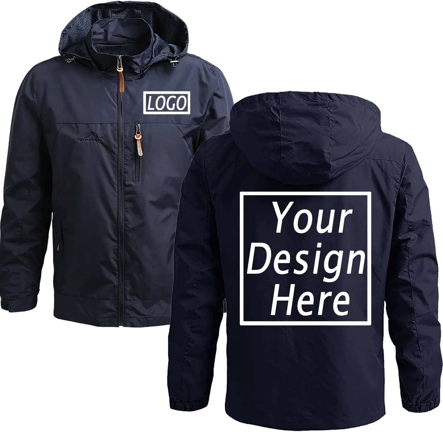 Custom Men's Jacket Add Your Own Logo Design Personalized Lightweight Waterproof Windbreaker Rain Coat