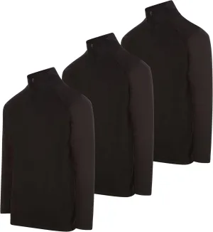 DARESAY Men's Dri-Fit Quarter Zip Long Sleeve Moisture Wicking Pullover, Athletic Quick Dry Tees 3-Pack (Up to 3XL)