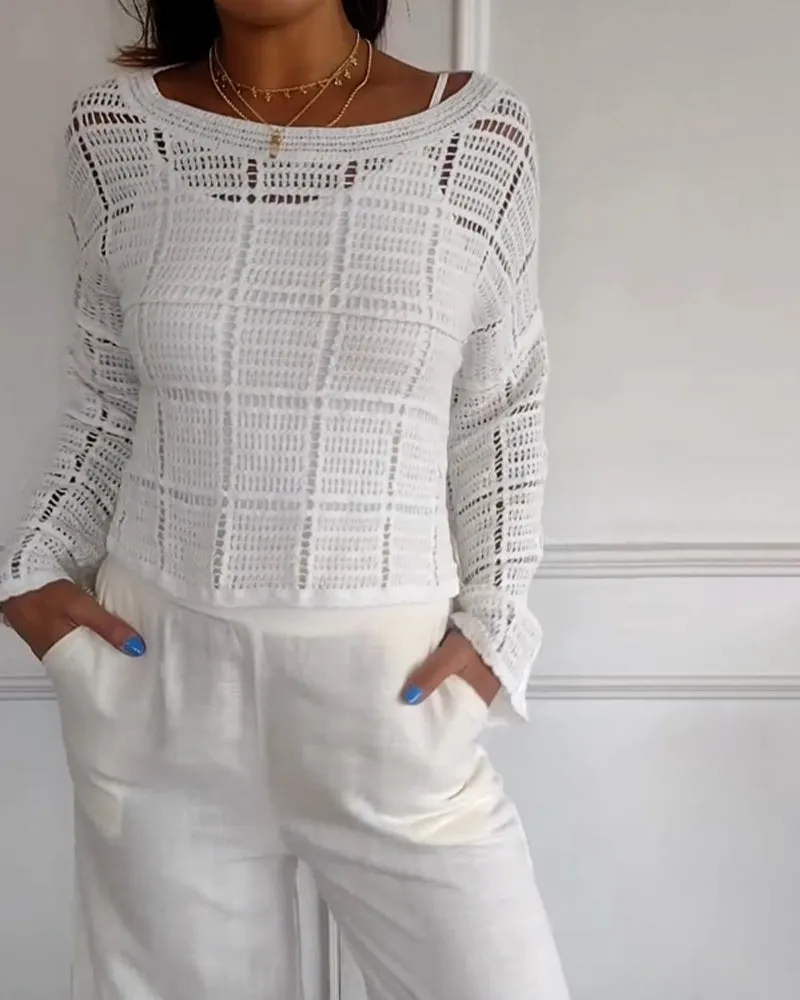 EMMA - Casual Hollow-Out Round Neck Sweater