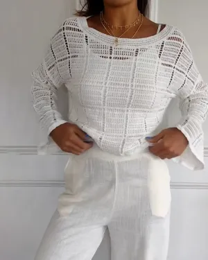 EMMA - Casual Hollow-Out Round Neck Sweater