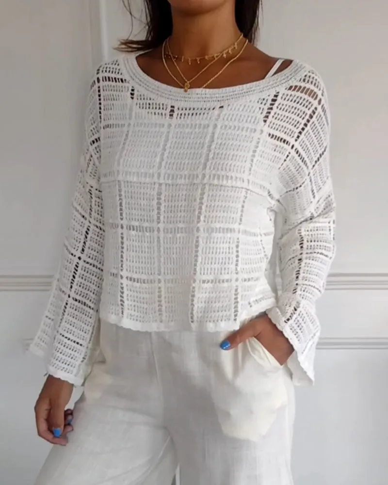 EMMA - Casual Hollow-Out Round Neck Sweater
