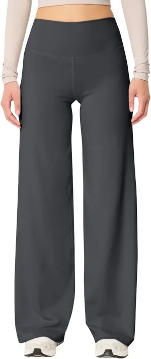 fanmpghleoo Wide Leg Yoga Pants for Women High Waisted Pull On Stretchy Work Pants Business Casual Athletic Trousers Pants