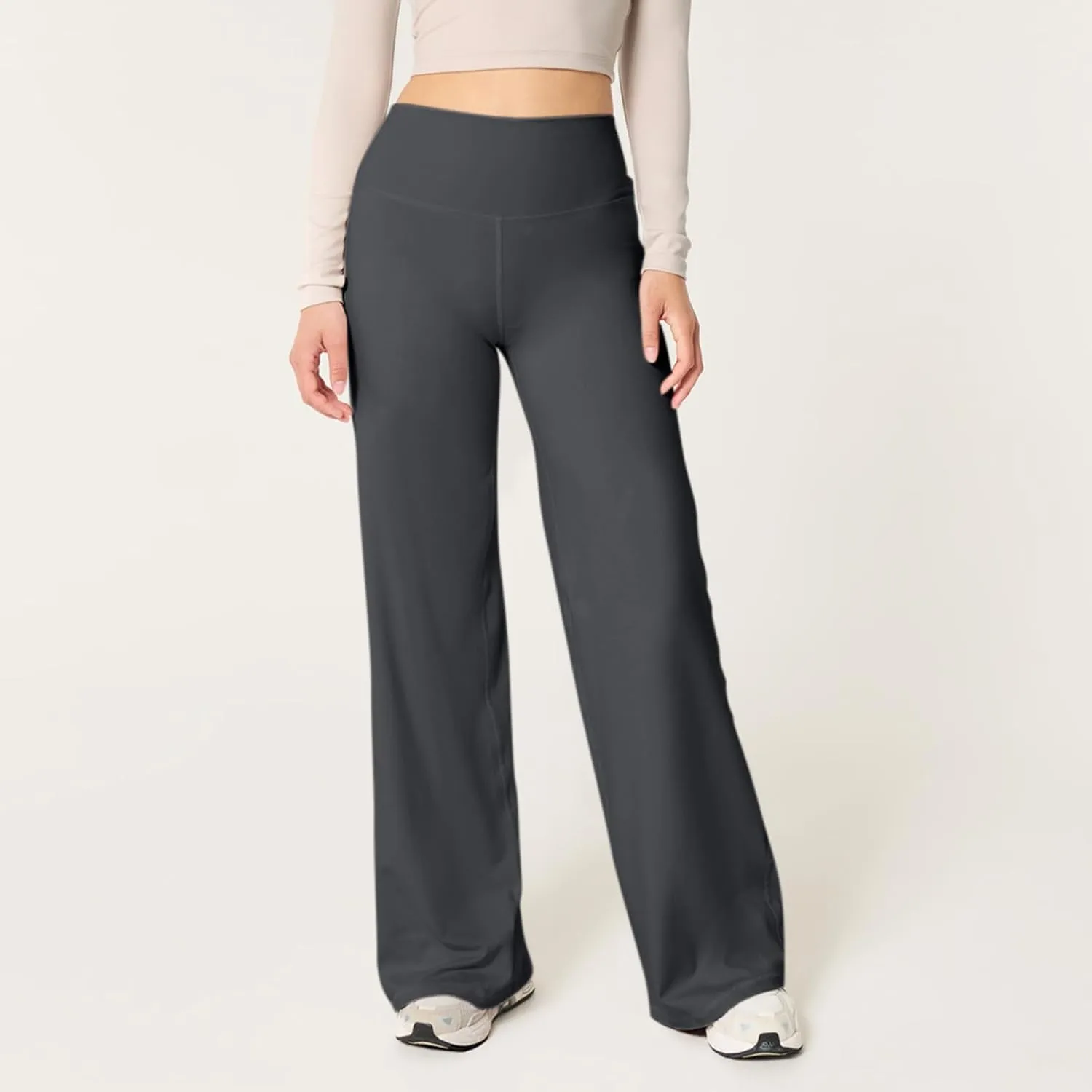 fanmpghleoo Wide Leg Yoga Pants for Women High Waisted Pull On Stretchy Work Pants Business Casual Athletic Trousers Pants