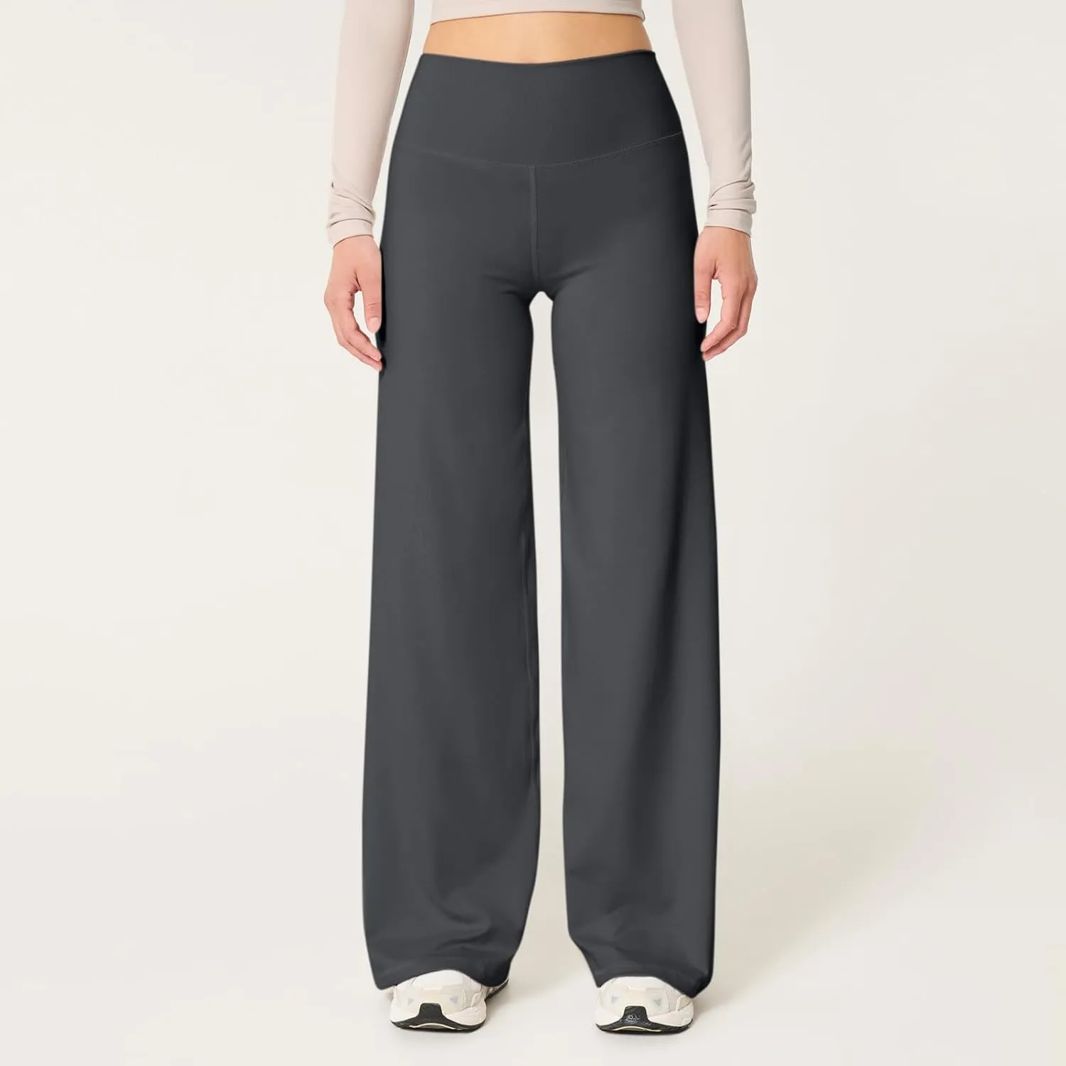 fanmpghleoo Wide Leg Yoga Pants for Women High Waisted Pull On Stretchy Work Pants Business Casual Athletic Trousers Pants