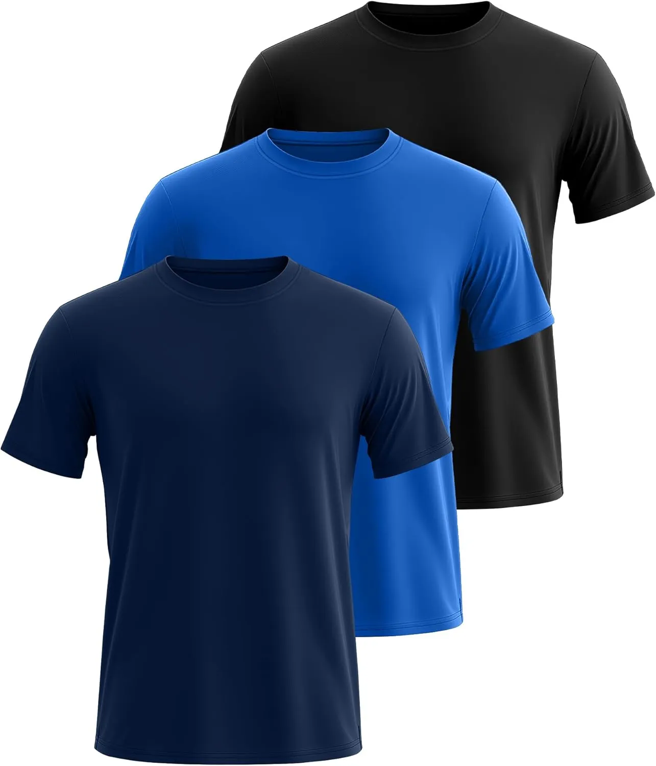 Ficerd 3 Pack Swim Shirts for Men Short Sleeve Quick Dry Shirts Crew Neck Rash Guard UV Athletic Lightweight Basics Tees