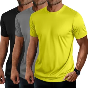 Ficerd 3 Pack Swim Shirts for Men Short Sleeve Quick Dry Shirts Crew Neck Rash Guard UV Athletic Lightweight Basics Tees
