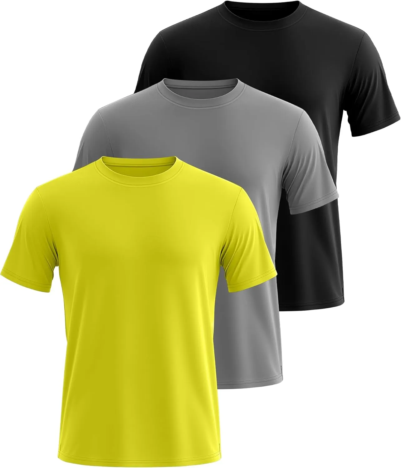 Ficerd 3 Pack Swim Shirts for Men Short Sleeve Quick Dry Shirts Crew Neck Rash Guard UV Athletic Lightweight Basics Tees