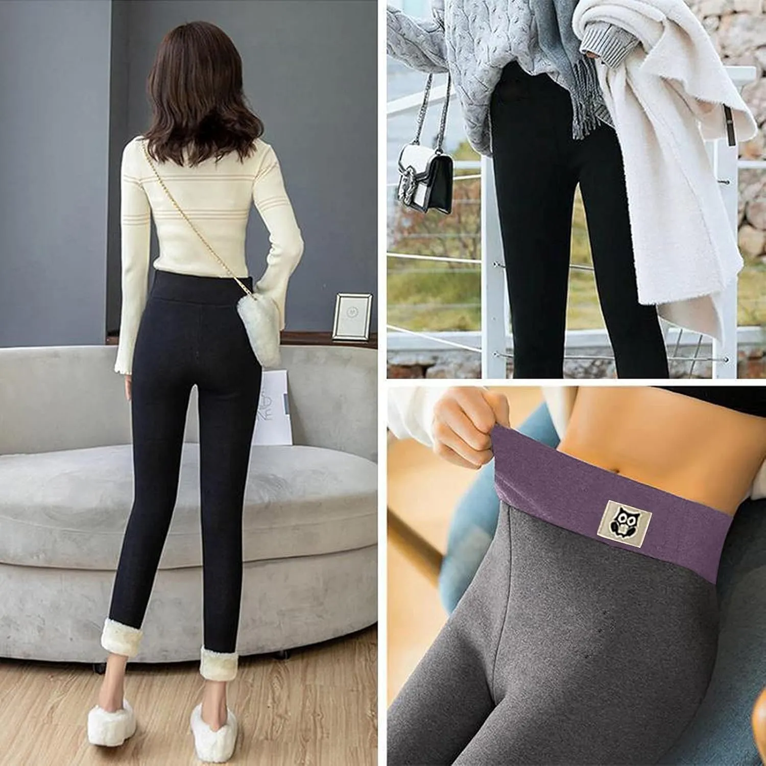 Fleece Lined Leggings Women Warm Thermal Legging Winter Pants Cold Weather Thick Velvet Tights Comfy Sherpa Snow Pants