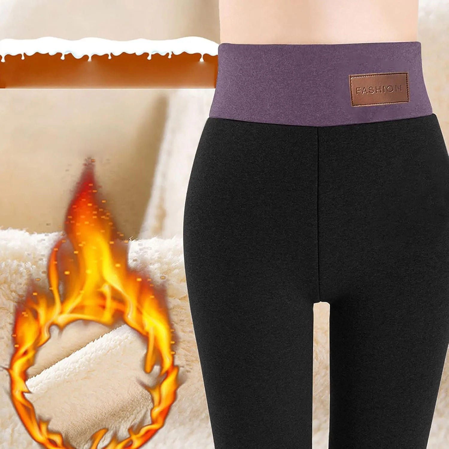 Fleece Lined Leggings Women Warm Thermal Legging Winter Pants Cold Weather Thick Velvet Tights Comfy Sherpa Snow Pants