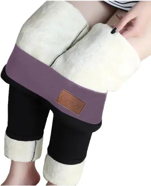 Fleece Lined Leggings Women Warm Thermal Legging Winter Pants Cold Weather Thick Velvet Tights Comfy Sherpa Snow Pants