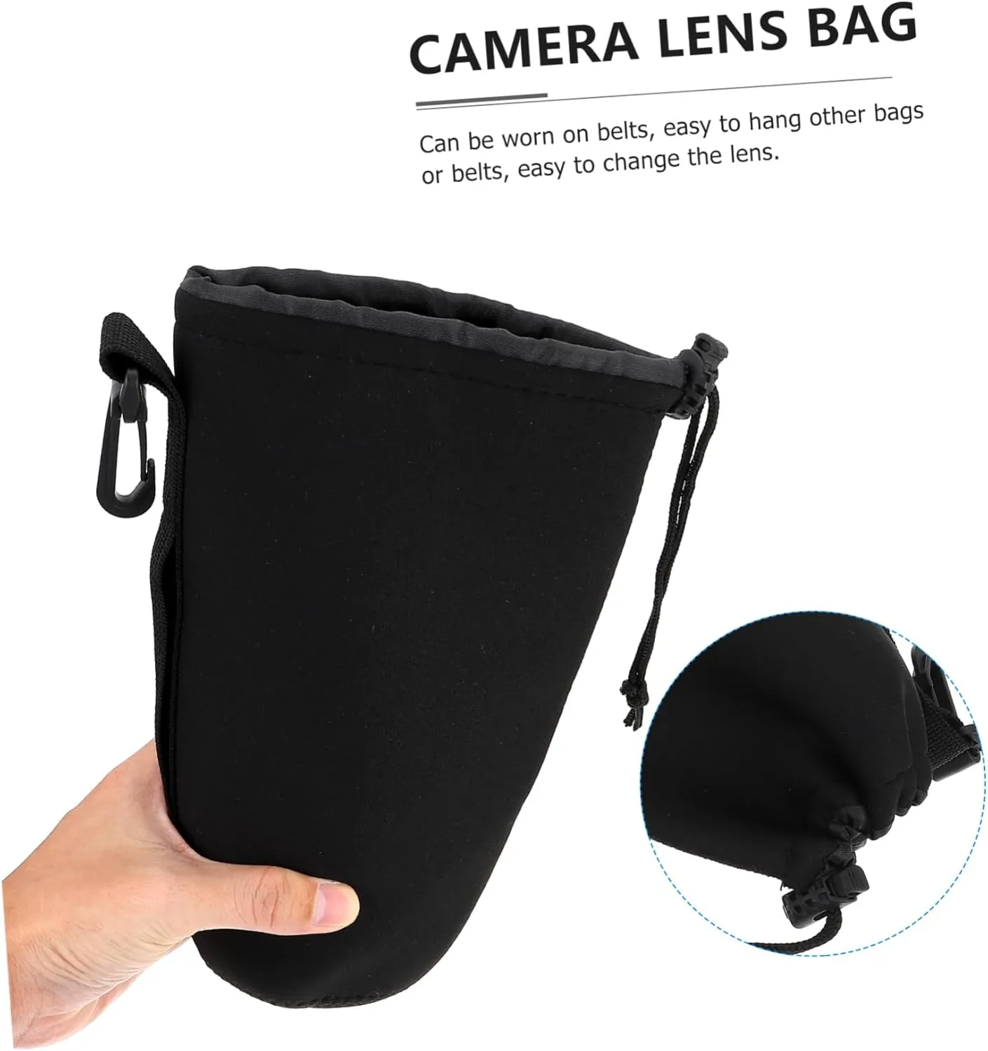 Flexible Insulation Pouch for Dslr Camera Lens Protective Neoprene Case Large Pouch Bag Carabiner