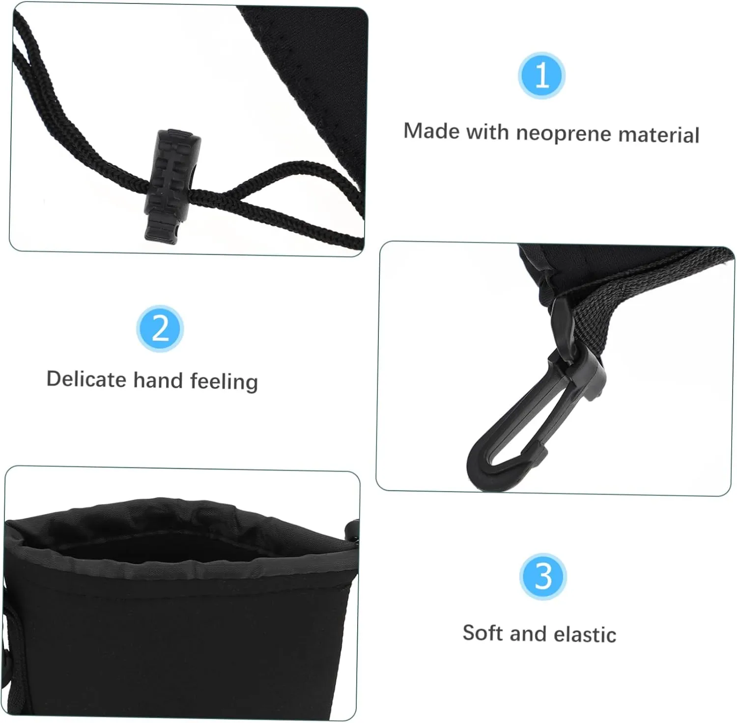 Flexible Insulation Pouch for Dslr Camera Lens Protective Neoprene Case Large Pouch Bag Carabiner