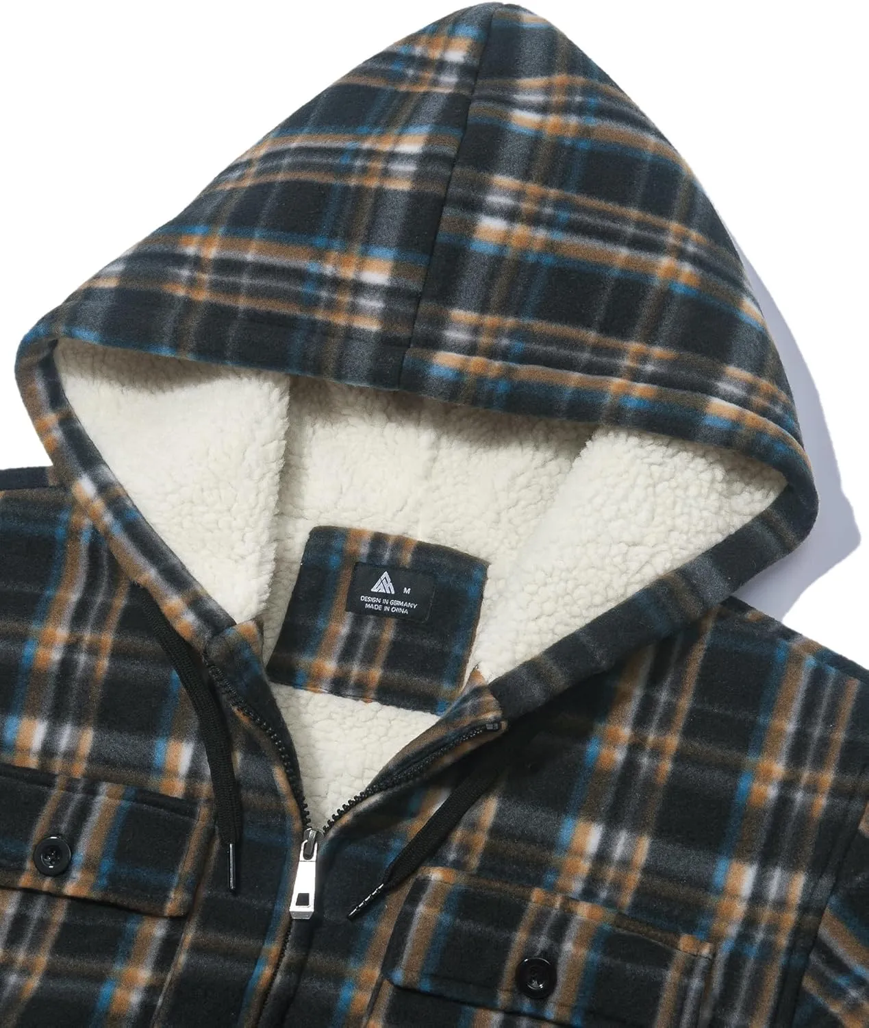 GEEK LIGHTING Men's Flannel Shirts Jacket Sherpa Lined Fleece Plaid Hoodie Long Sleeve Winter Warm Coat