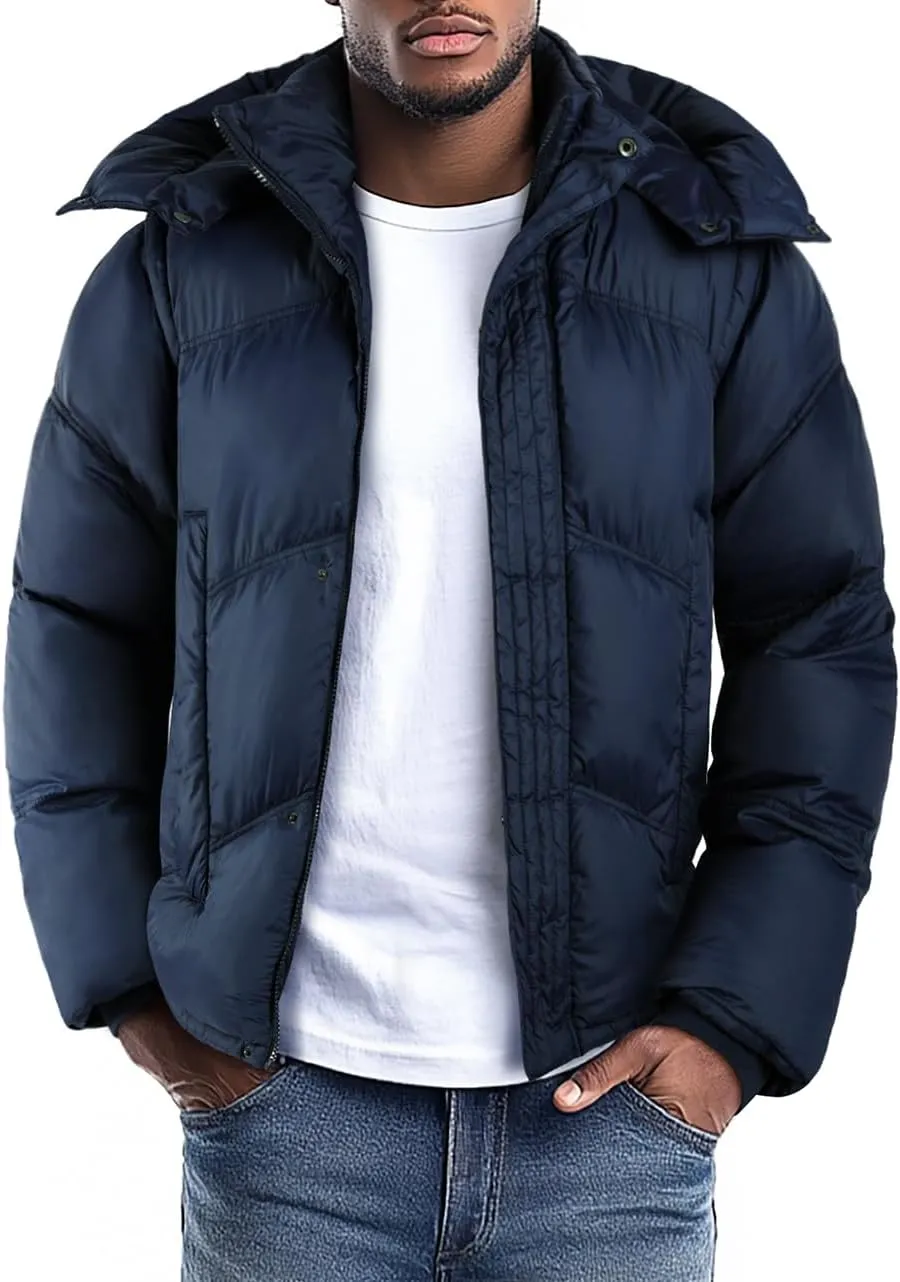GINGTTO Men's Insulated Puffer Jackets with Detatchable Sleeves & Hood, Thermal Waterproof Coats for Men