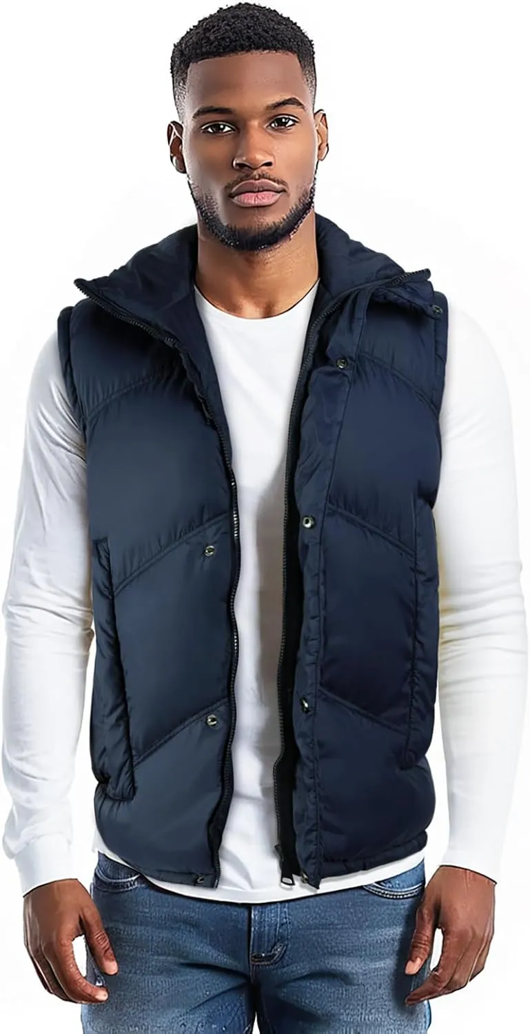 GINGTTO Men's Insulated Puffer Jackets with Detatchable Sleeves & Hood, Thermal Waterproof Coats for Men