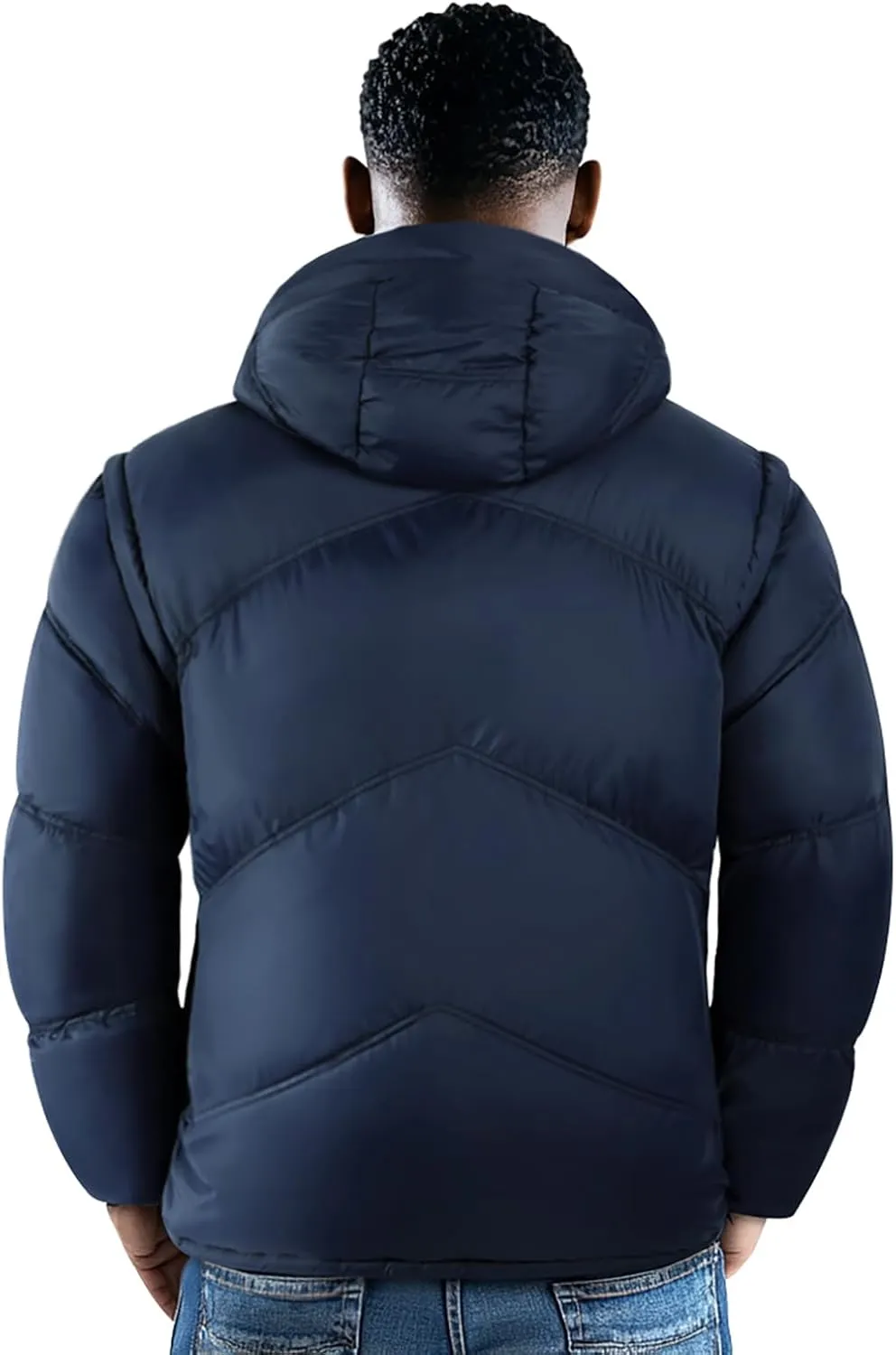 GINGTTO Men's Insulated Puffer Jackets with Detatchable Sleeves & Hood, Thermal Waterproof Coats for Men