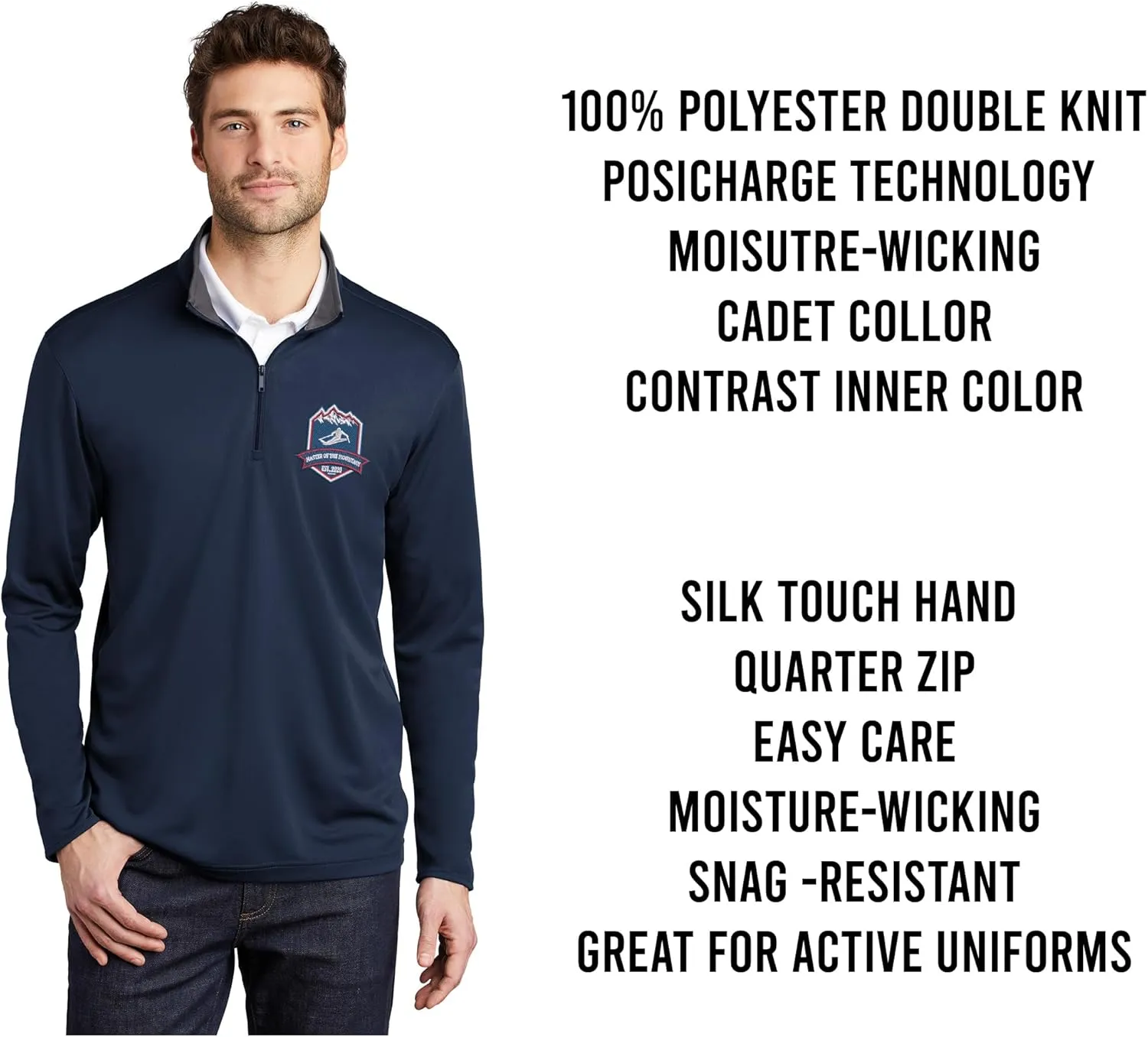 INK STITCH Men K584 Custom Embroidery Personalized Logo Texts Silk Touch Quarter Zip Pullover