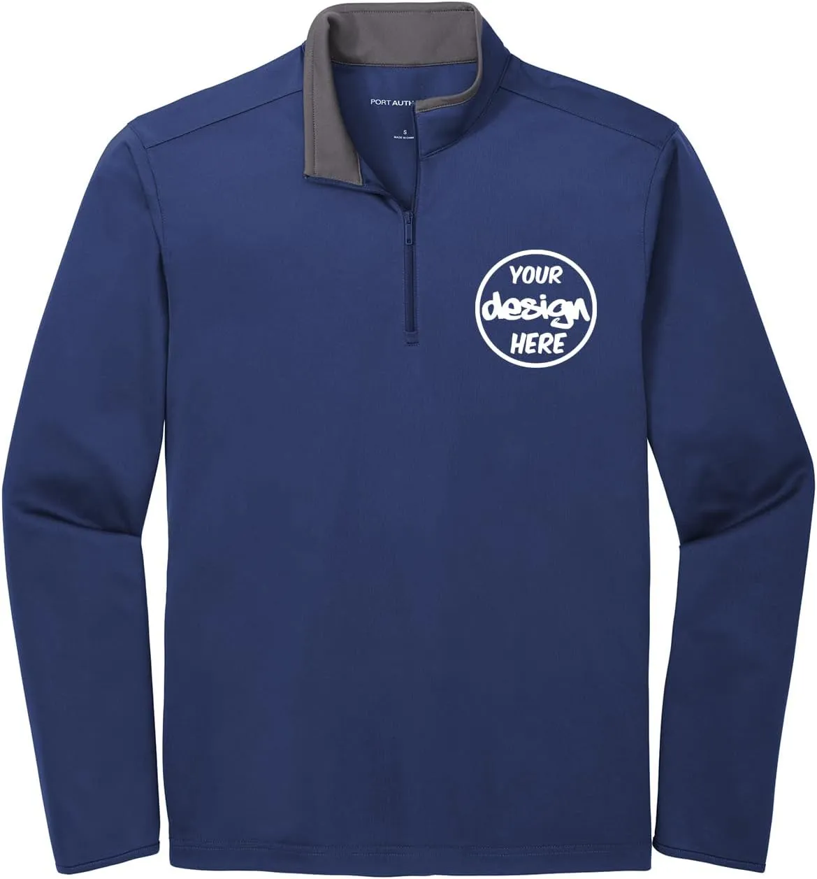INK STITCH Men K584 Custom Embroidery Personalized Logo Texts Silk Touch Quarter Zip Pullover